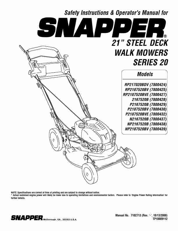 Snapper Lawn Mower NP2167520B (7800438)-page_pdf